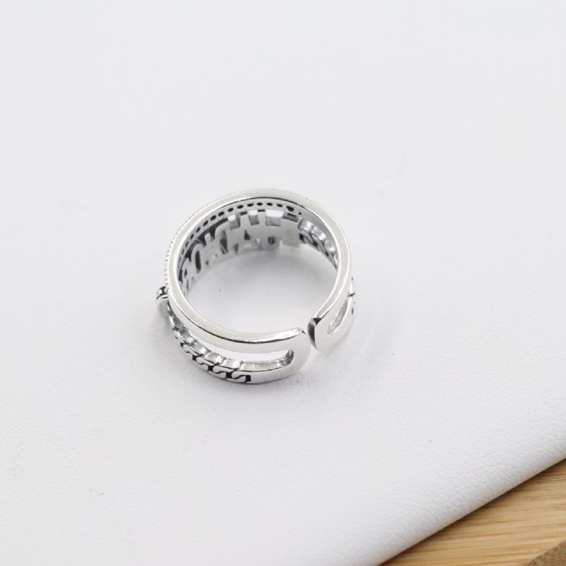 S925 Sterling Sølv Engelsk Letter Ring Personlighet Trend Mote Dobbel For Kvinne