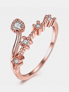 Søt Luksus Ring Rose Gold Heart Rhinestone For Kvinner