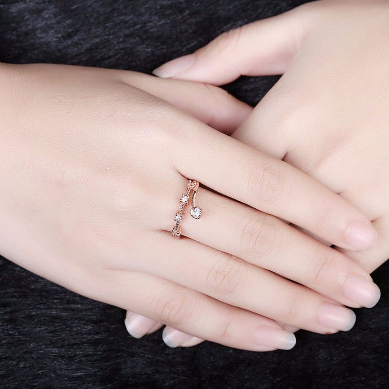 Søt Luksus Ring Rose Gold Heart Rhinestone For Kvinner