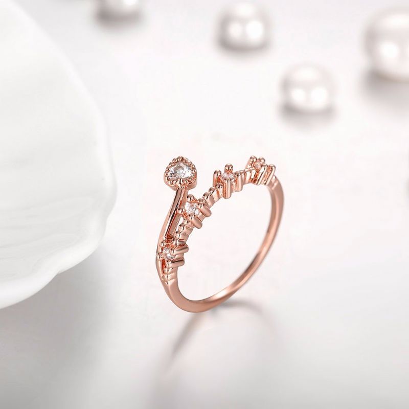 Søt Luksus Ring Rose Gold Heart Rhinestone For Kvinner