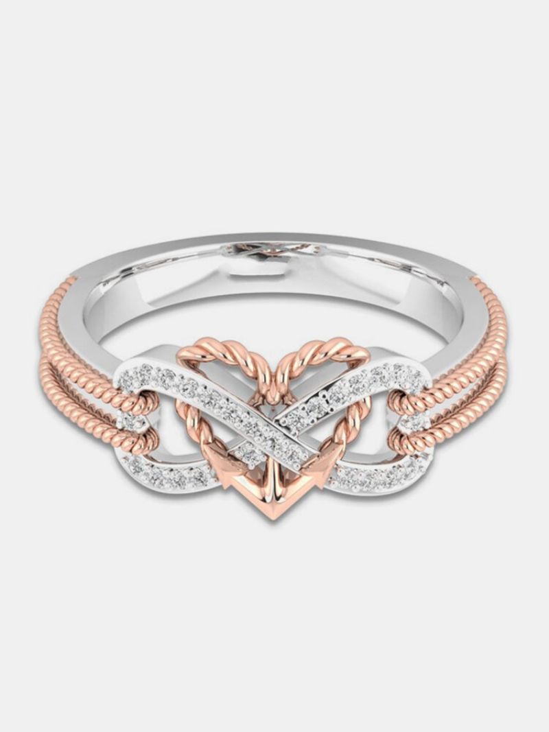 Spesiell Zircon Innlagt Hule Platinum Ringer Infinity Knot Heart Cross Design Gave For Kvinner