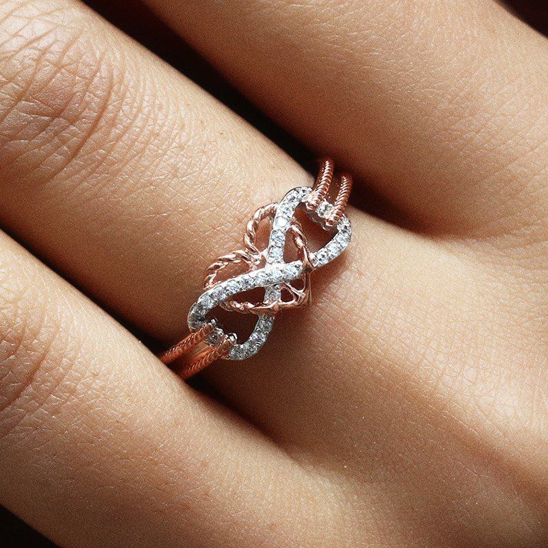 Spesiell Zircon Innlagt Hule Platinum Ringer Infinity Knot Heart Cross Design Gave For Kvinner