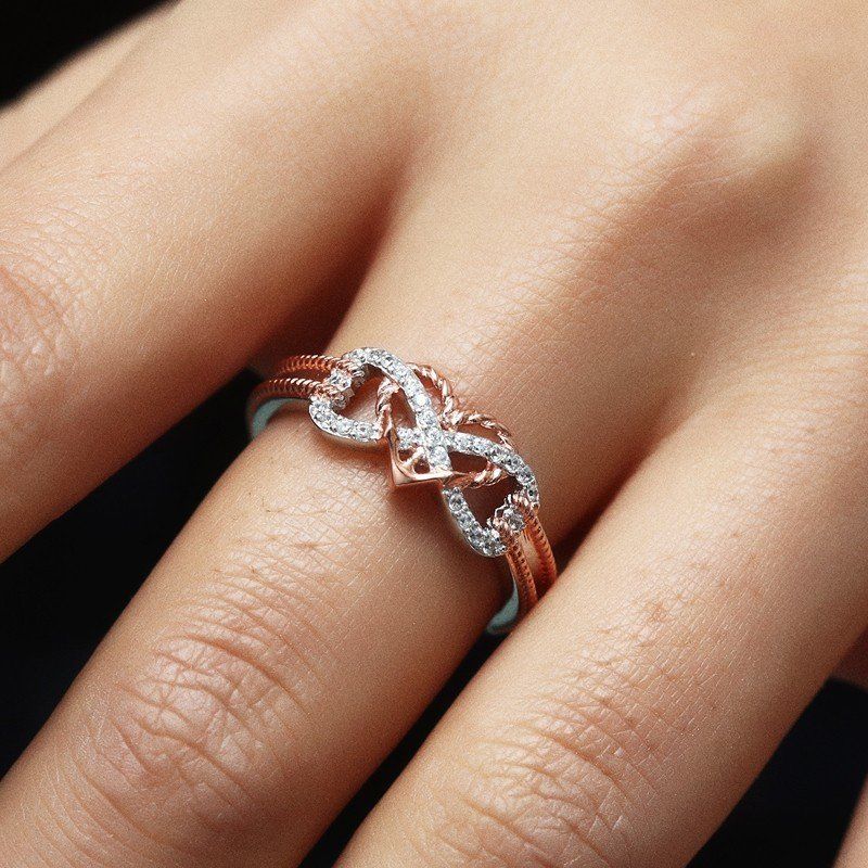 Spesiell Zircon Innlagt Hule Platinum Ringer Infinity Knot Heart Cross Design Gave For Kvinner