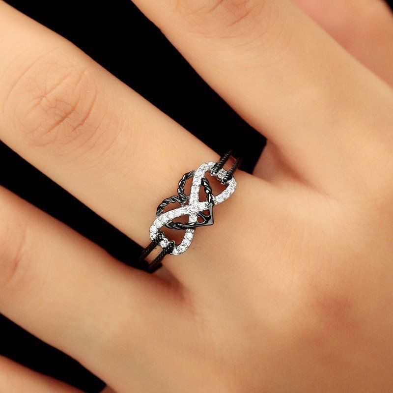 Spesiell Zircon Innlagt Hule Platinum Ringer Infinity Knot Heart Cross Design Gave For Kvinner