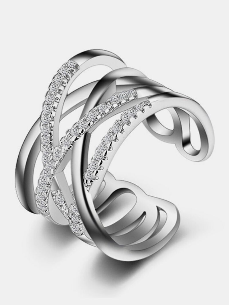 Stablebar Twining Clear Cz Ring Blendende Zirconia Forlovelsesringer For Kvinner Smykker Gave