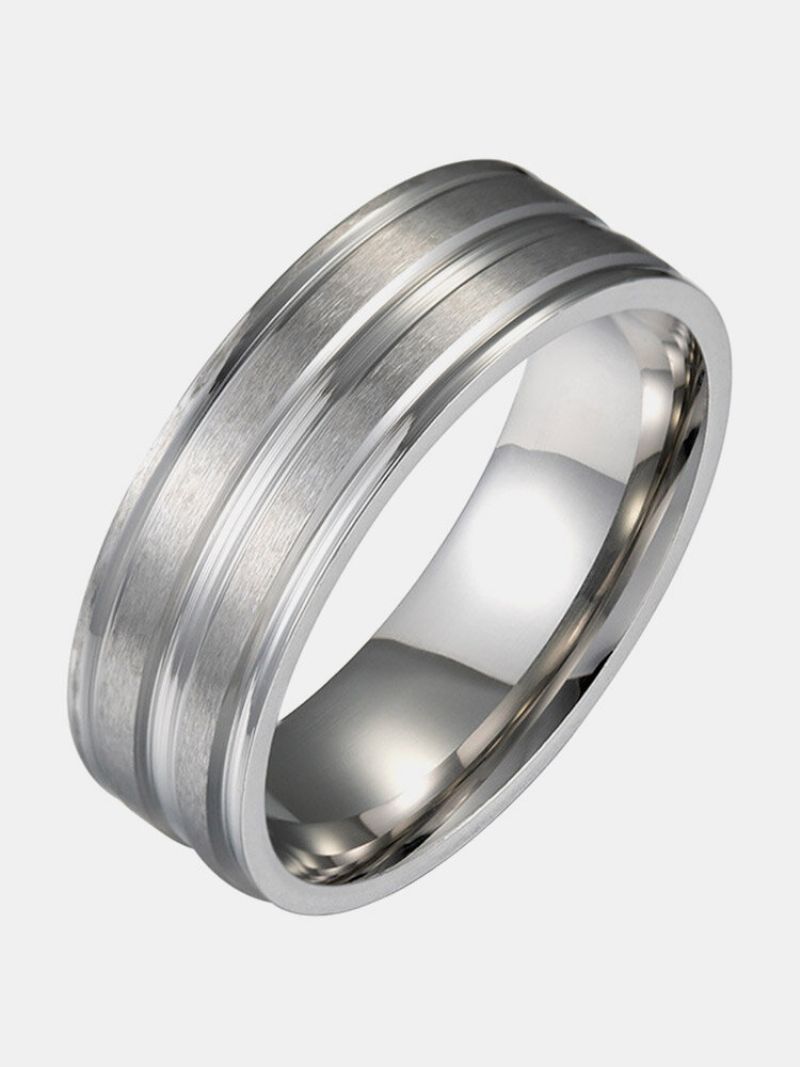 Trendy Enkel Ensfarge Geometrisk-formet Matt Rustfritt Stål Ring