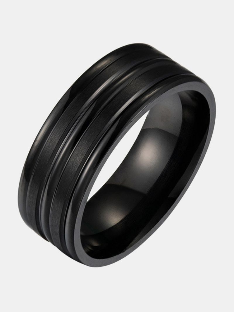 Trendy Enkel Ensfarge Geometrisk-formet Matt Rustfritt Stål Ring