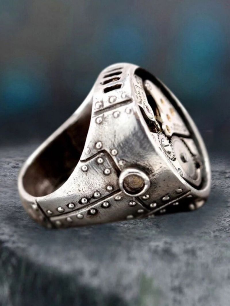 Trendy Stilig Distressed Presisjon Mekanisk Klokke Bevegelse Utstyr Tilbehør Form Design Metallisk Sense Alloy Ring