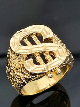 Trendy Stilig Utskåret Hult Dollartegn Geometrisk Formet Legering 18k Gullbelagt Ring