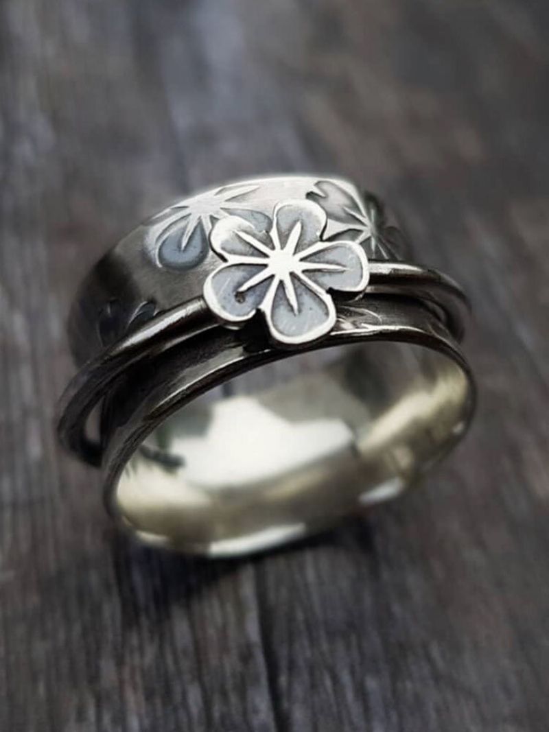 Vintage Alloy Ins Plommeblomst Blomsterform Ring