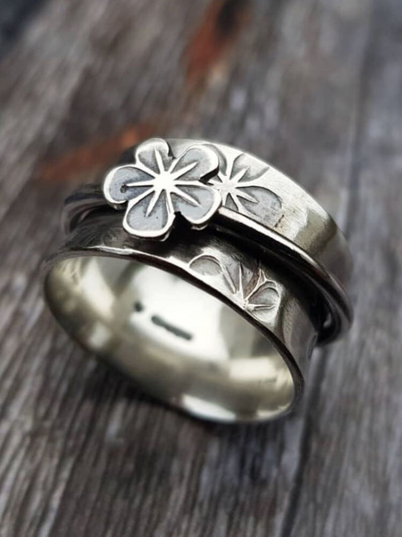 Vintage Alloy Ins Plommeblomst Blomsterform Ring