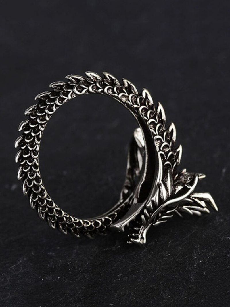 Vintage Animal Shape Menn Ring Justerbar Åpen Dragon Smykker Gave