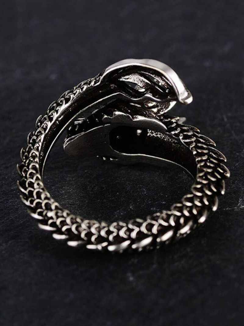 Vintage Animal Shape Menn Ring Justerbar Åpen Dragon Smykker Gave