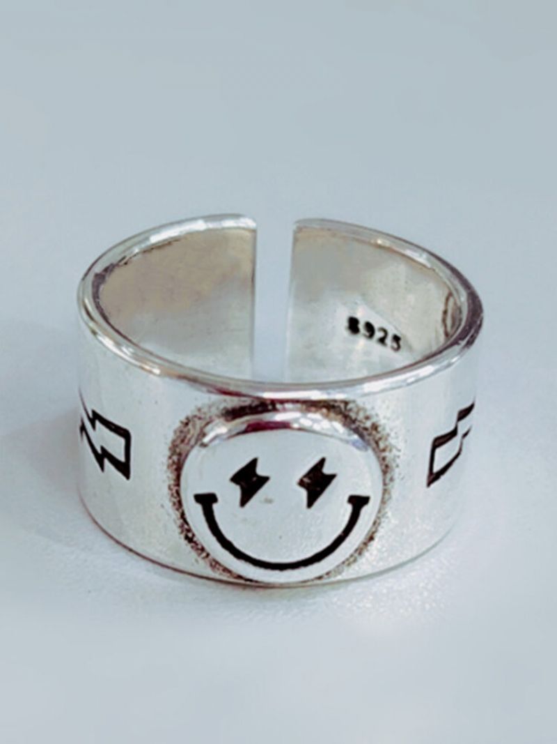 Vintage Kobber Fem-spiss Star Ring Golden Smile Face Åpningsring