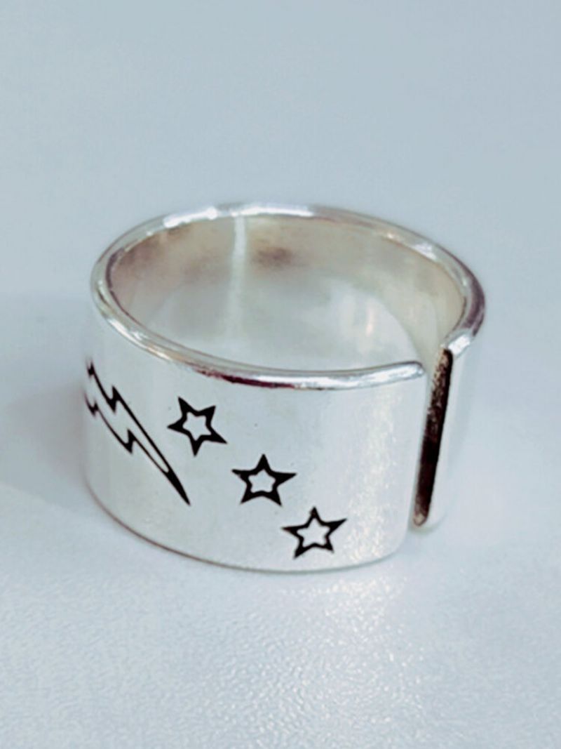 Vintage Kobber Fem-spiss Star Ring Golden Smile Face Åpningsring