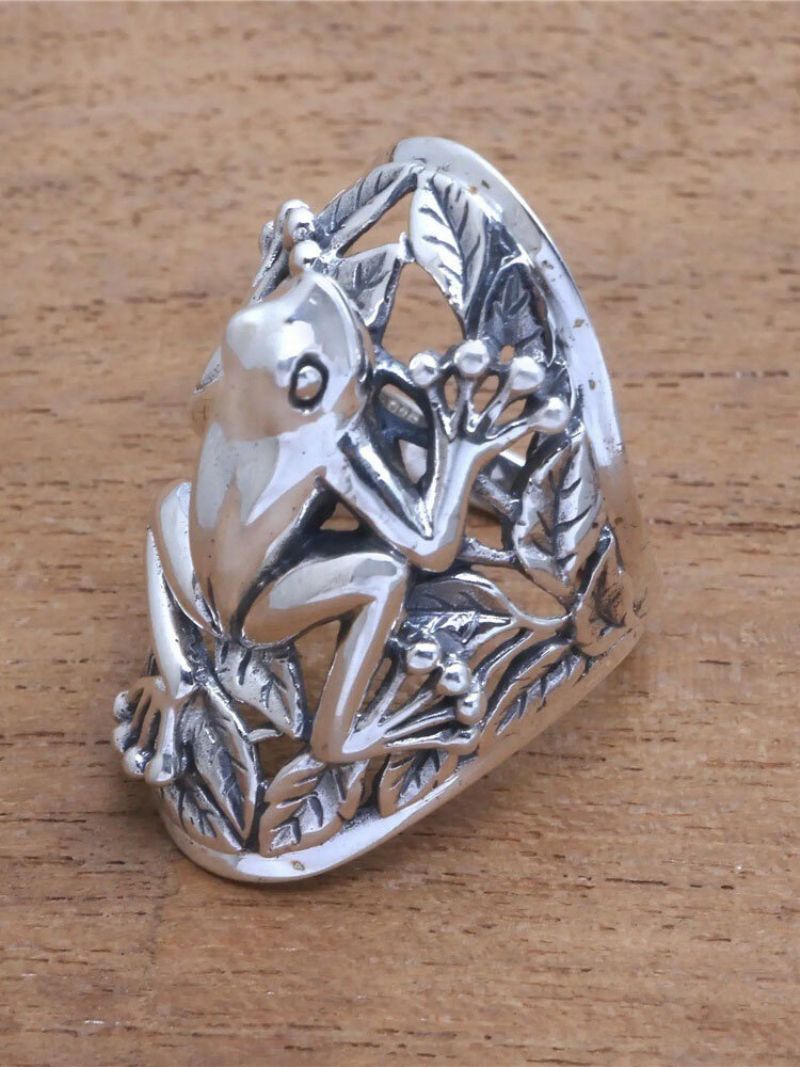 Vintage Metal 3d Hollow Frog Ring Funny Animal