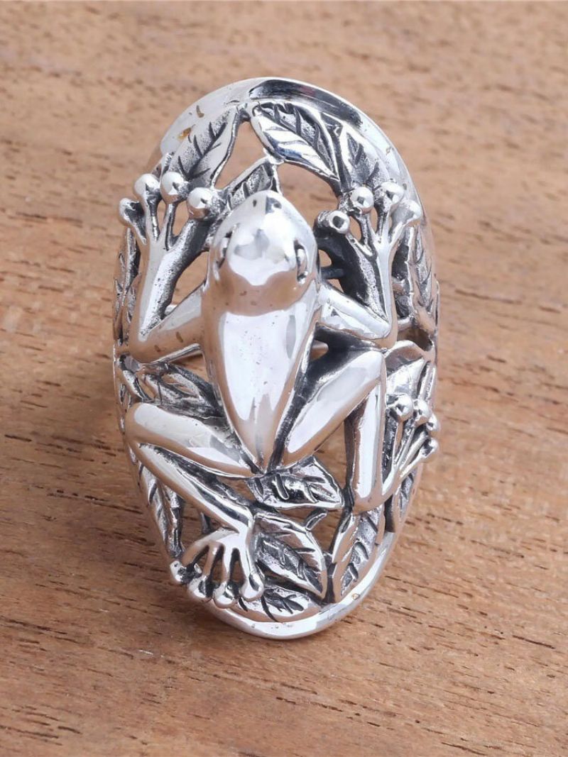 Vintage Metal 3d Hollow Frog Ring Funny Animal