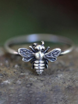 Vintage Metal Bee Ring Enkel Tredimensjonal Dyrering