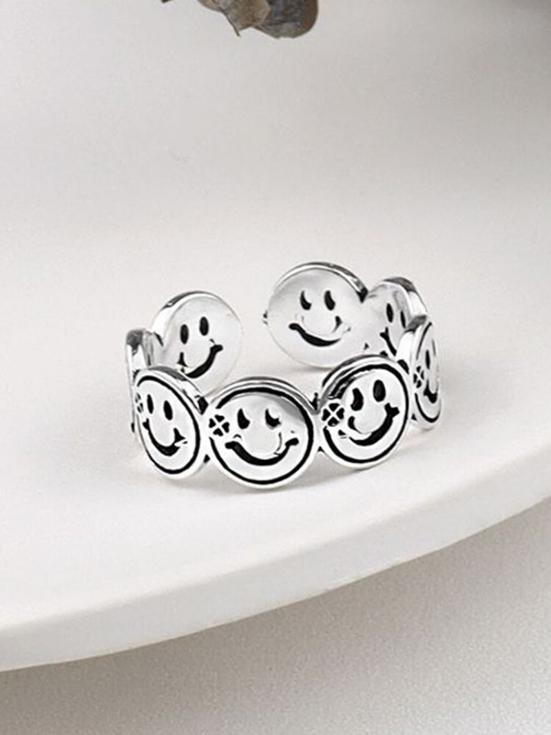 Vintage Rustfritt Stål Legering Smile Personlighet Wild Par Ring