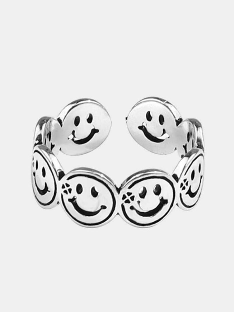 Vintage Rustfritt Stål Legering Smile Personlighet Wild Par Ring