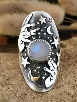 Vintage Starry Moonstone Ring