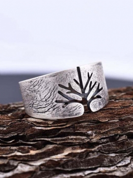 Vintage Tree Of Life Titanium Stålring