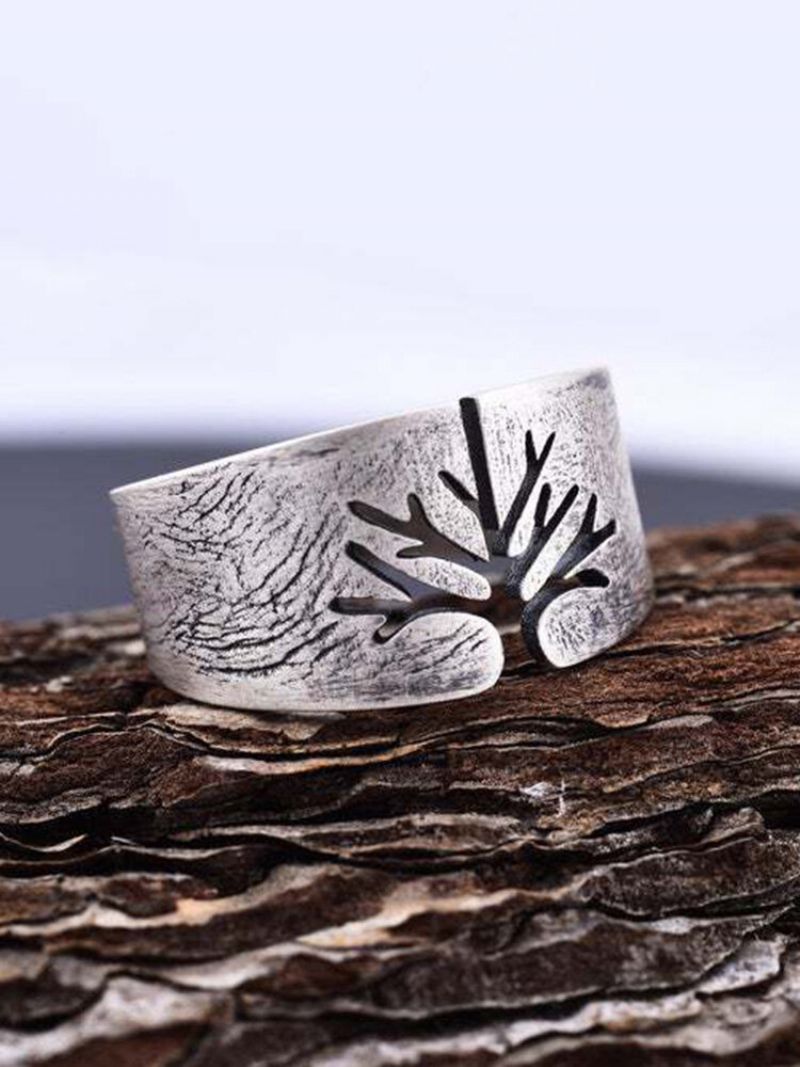 Vintage Tree Of Life Titanium Stålring