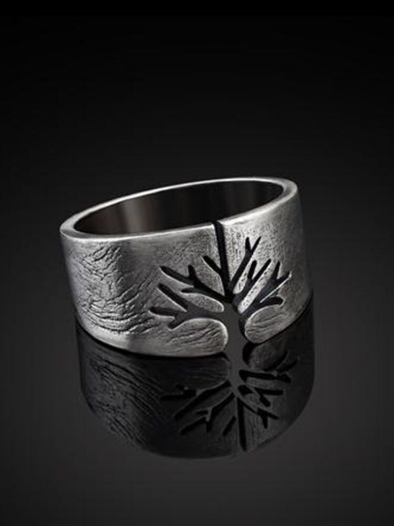 Vintage Tree Of Life Titanium Stålring