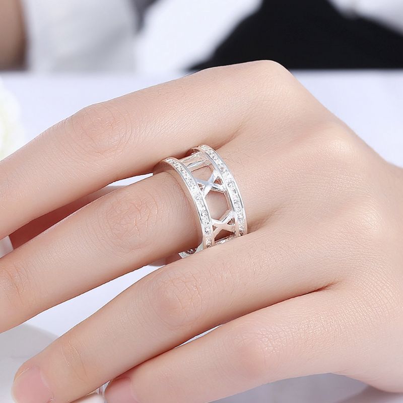 Yueyin Luksus Ring Romertall Zircon Dame