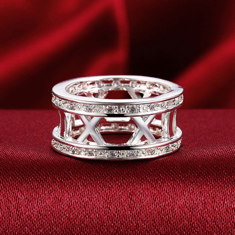 Yueyin Luksus Ring Romertall Zircon Dame