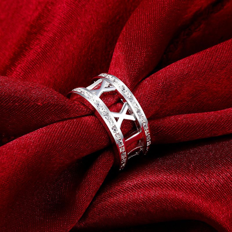 Yueyin Luksus Ring Romertall Zircon Dame