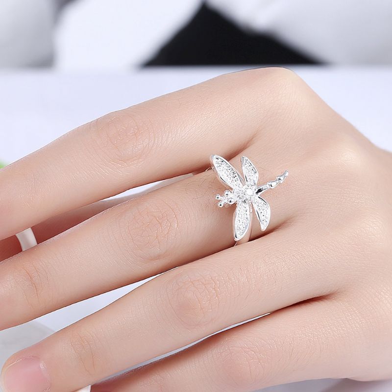 Yueyin Luksus Ring Zircon Dragonfly Dame Gave