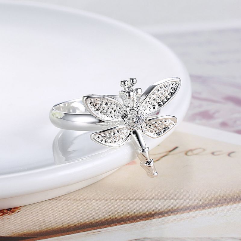 Yueyin Luksus Ring Zircon Dragonfly Dame Gave