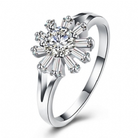 Yueyin Søt Ring Daisy Flower Zircon For Kvinner Gave