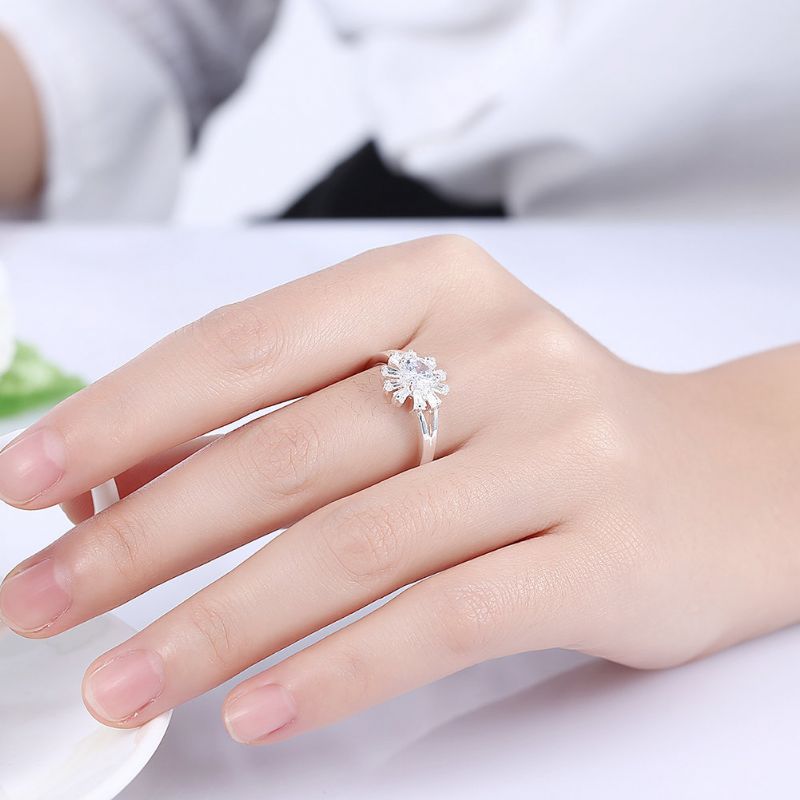 Yueyin Søt Ring Daisy Flower Zircon For Kvinner Gave