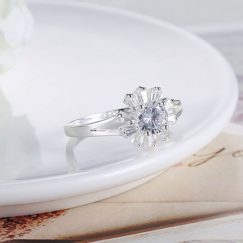 Yueyin Søt Ring Daisy Flower Zircon For Kvinner Gave