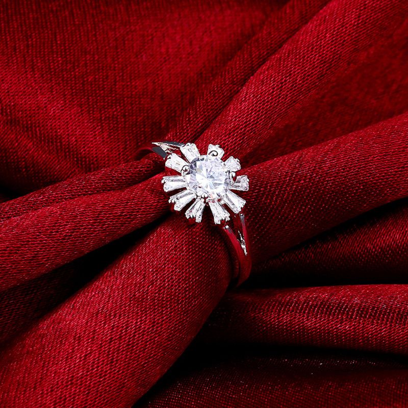 Yueyin Søt Ring Daisy Flower Zircon For Kvinner Gave