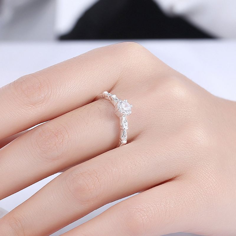 Yueyin Søt Ring Flower Zircon Luxury Elegant Giftering