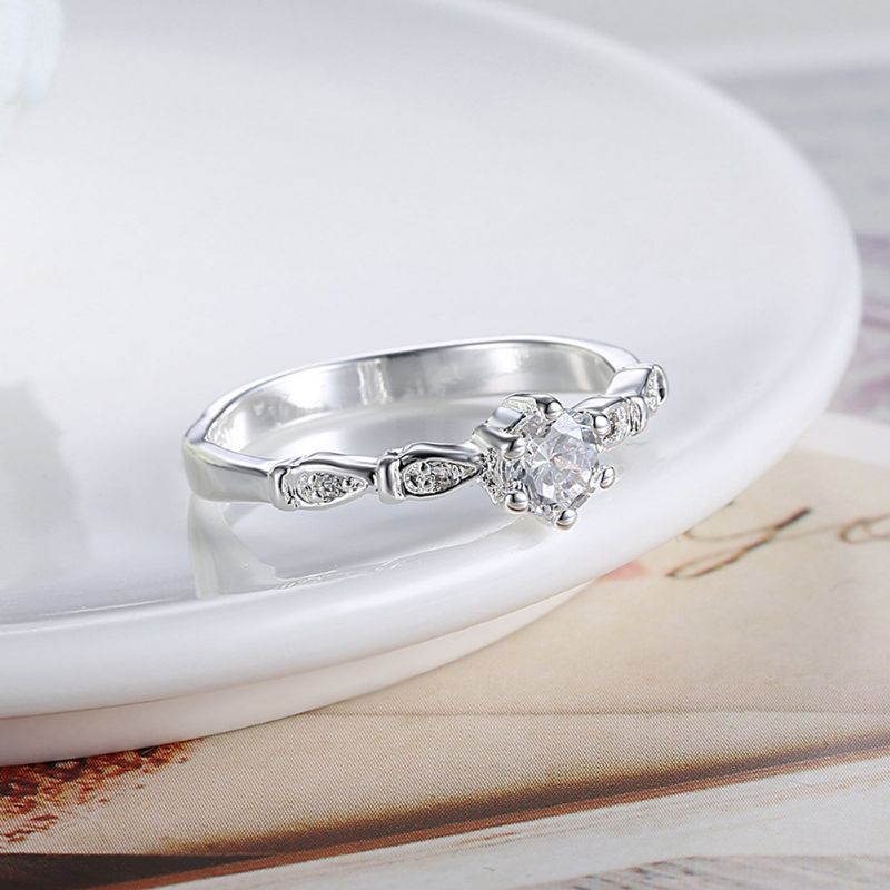 Yueyin Søt Ring Flower Zircon Luxury Elegant Giftering