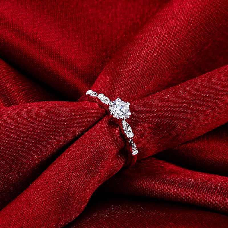 Yueyin Søt Ring Flower Zircon Luxury Elegant Giftering