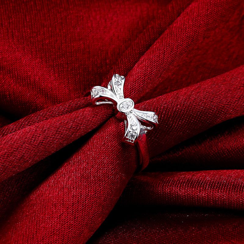 Yueyin Søt Ring Sløyfe Knot Zircon For Kvinner Gave