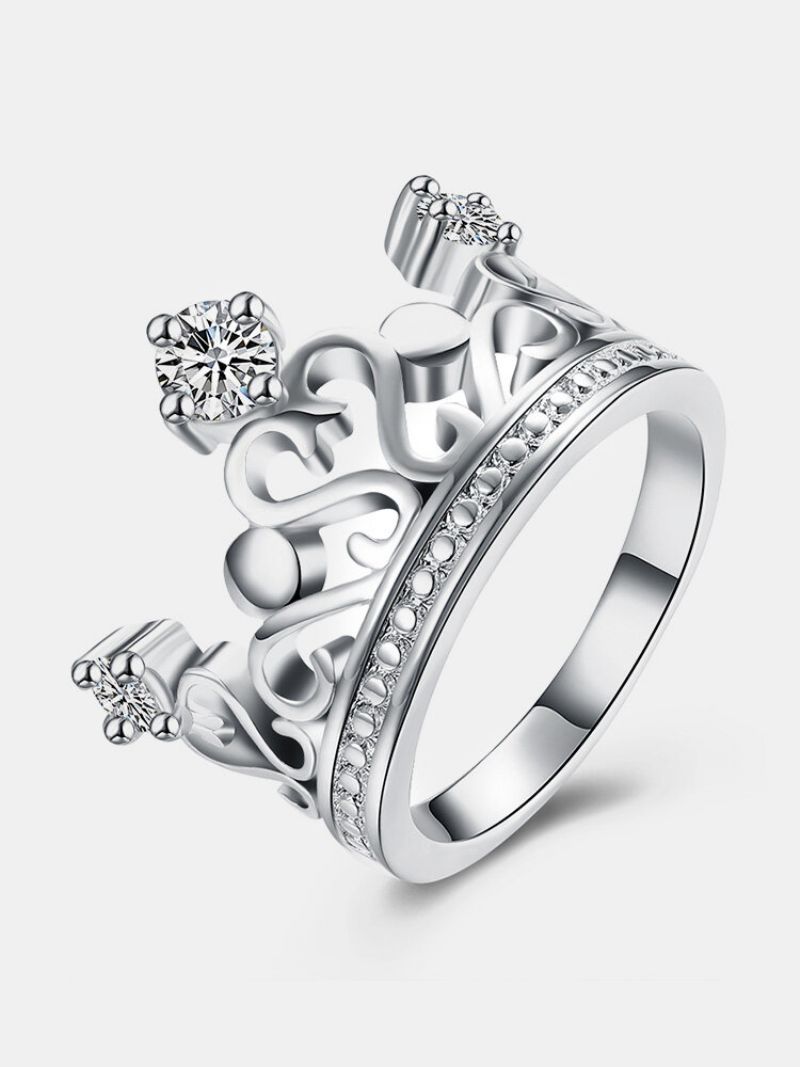 Yueyin Sweet Ring Heart Zircon Crown For Women Gift