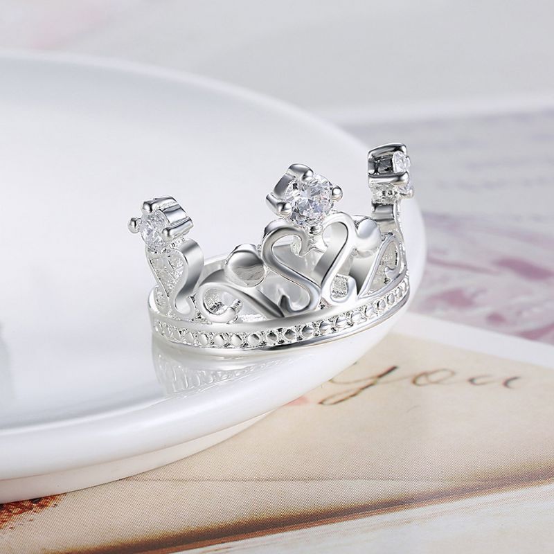 Yueyin Sweet Ring Heart Zircon Crown For Women Gift