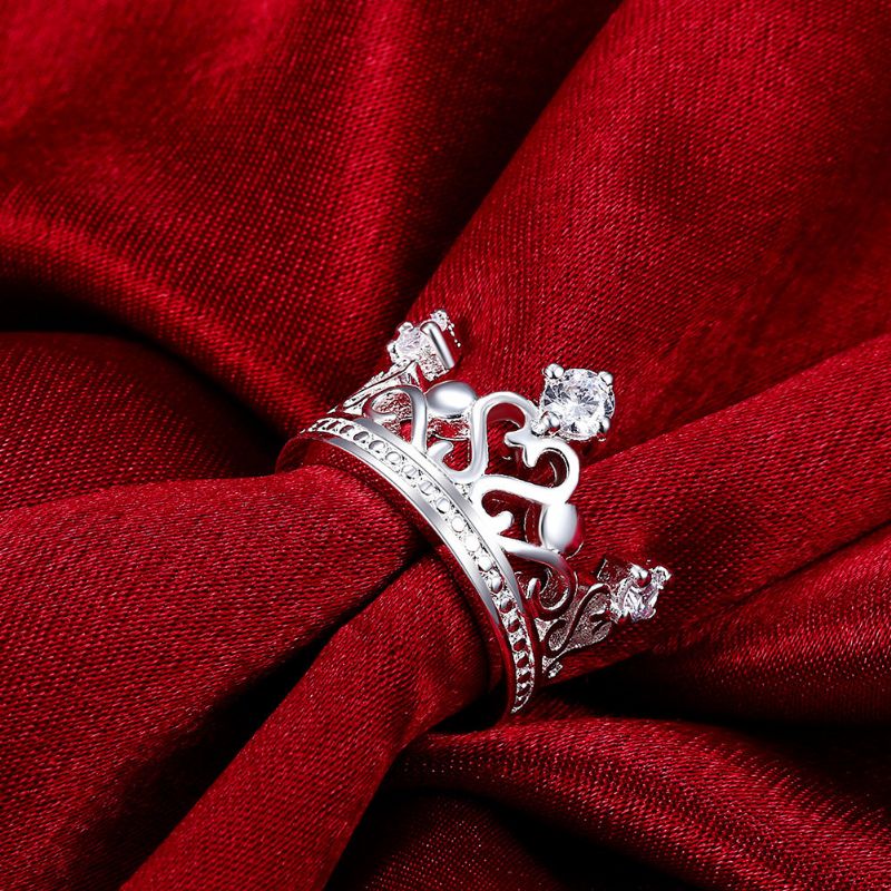 Yueyin Sweet Ring Heart Zircon Crown For Women Gift