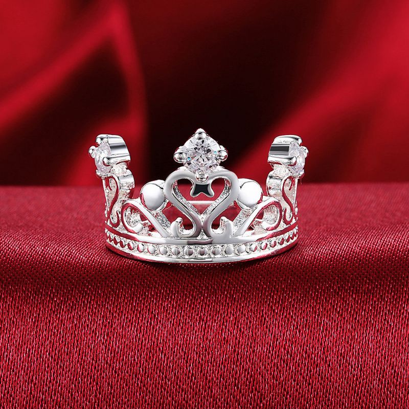 Yueyin Sweet Ring Heart Zircon Crown For Women Gift