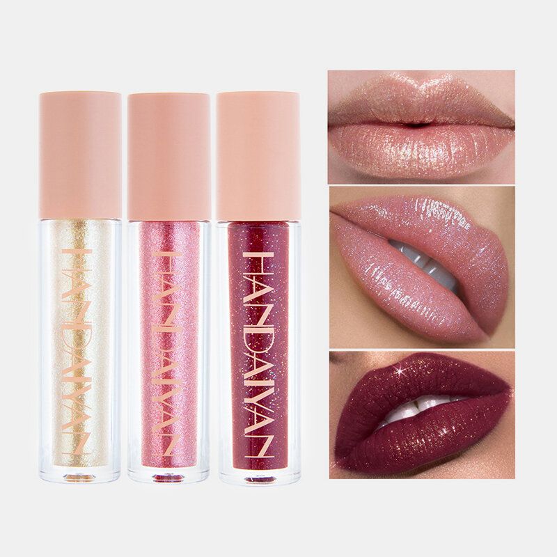 10 Farger Glitrende Lip Gloss Varig Vanntett Non-stick Cup Diamond Pearlescent Lip Glaze