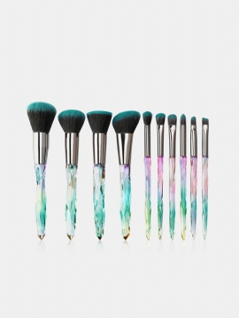 10 Stk Crystal Makeup Brushes Set Flat Brush Lip Concealer Facial Beauty Tools