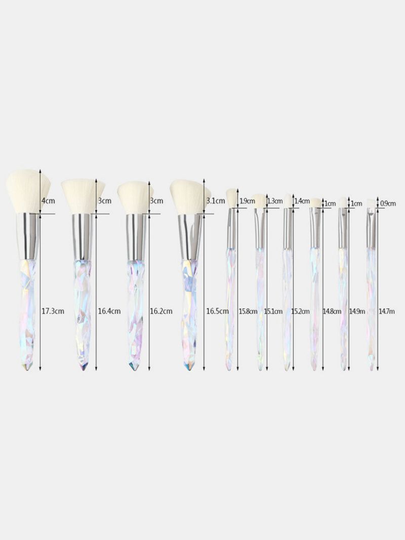 10 Stk Crystal Makeup Brushes Set Flat Brush Lip Concealer Facial Beauty Tools