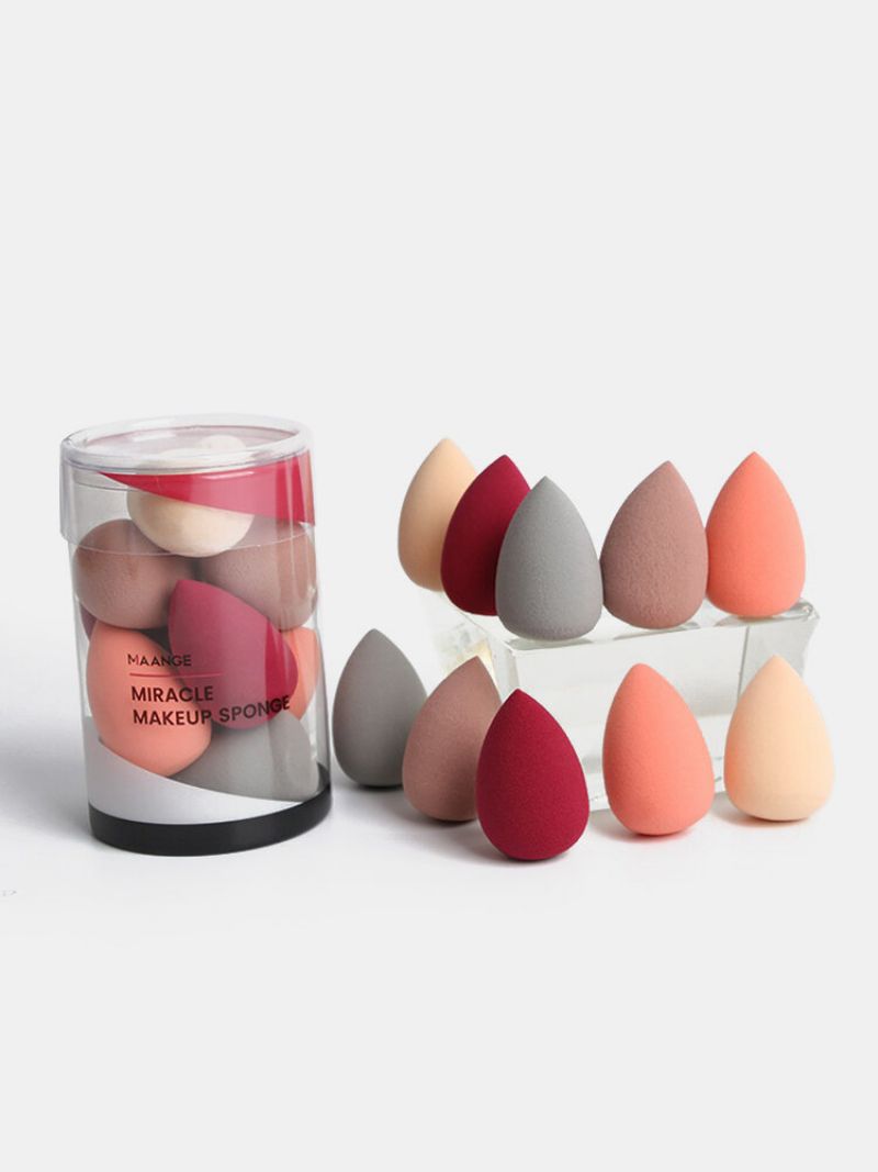 10 Stk Mini Makeup Puff Våt-tørr Dual Purpose Kalebasspute Svamp Beauty Egg