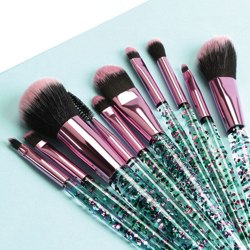 10 Stk/sett Makeup Brushes Kit Flash Diamond Drift Sand Brush Øyenbryn Øyenskyggebørste